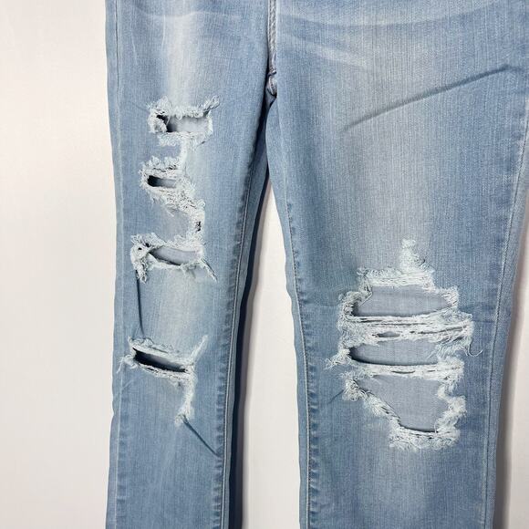 New Cello Size 9 Medium Wash Ripped High Rise Skinny Jeans Distressed Cotton - Picture 6 of 11